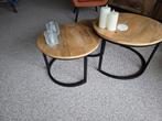 2 Salontafeltjes Mangohout - Set, Ophalen, Minder dan 45 cm, Minder dan 55 cm, Rond