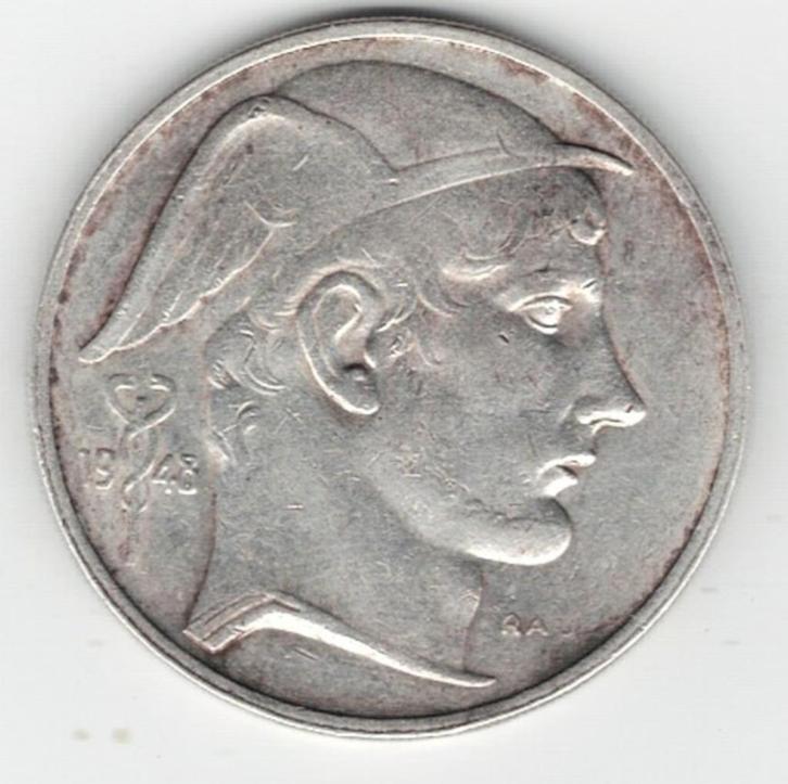 25-2054 Belgie 50 franc 1948, Postzegels en Munten, Munten | Europa | Niet-Euromunten, Losse munt, België, Zilver, Verzenden