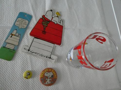 Peanuts Charlie Brown & Snoopy glas-button-spiegeltje-e.a., Verzamelen, Overige Verzamelen, Gebruikt, Ophalen