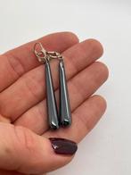 B64 Prachtige zilveren hematiet oorbellen, Hangers, Ophalen of Verzenden, X, Met edelsteen