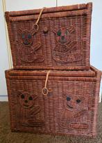 2 vintage rieten manden met beren, Ophalen of Verzenden, Zo goed als nieuw