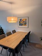 Massieve eiken eettafel + 6 eetkamer stoelen van de Bommel, Ophalen, Gebruikt, 200 cm of meer, 50 tot 100 cm