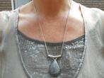 Zilveren jasseron ketting met grote steen hanger nr.280, Sieraden, Tassen en Uiterlijk, Kettingen, Met hanger, Verzenden, Zo goed als nieuw