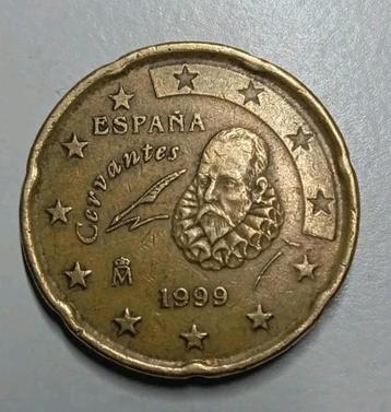 Zeldzame Spaanse 20 euro cent/1999 beschikbaar voor biedingen