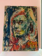 Abstract Portret op Hout - 35x46 cm, Antiek en Kunst, Kunst | Schilderijen | Klassiek, Ophalen of Verzenden