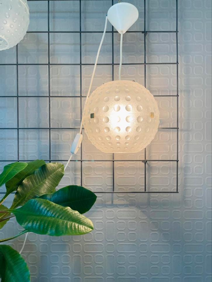 1960’s Set Space Age ROTAFLEX Globe Lampen (2), Huis en Inrichting, Lampen | Hanglampen, Zo goed als nieuw, Minder dan 50 cm, Kunststof