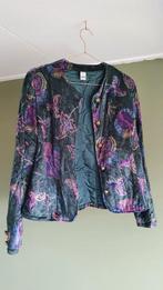 vintage fluwelen jasje, turkoois met paars en gouden details, Ophalen of Verzenden, Gedragen, Maat 38/40 (M), Paars