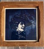 Vintage Delfts Blauw tegeltje, portret Rembrandt, Antiek en Kunst, Ophalen of Verzenden