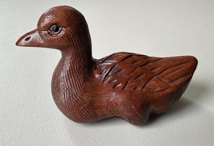 Boxwood Netsuke van een eend - Japan, Antiek en Kunst, Kunst | Niet-Westerse kunst, Ophalen of Verzenden