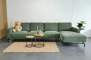 Brede Montel hoekbank Groen [Refurbished] beschikbaar voor biedingen