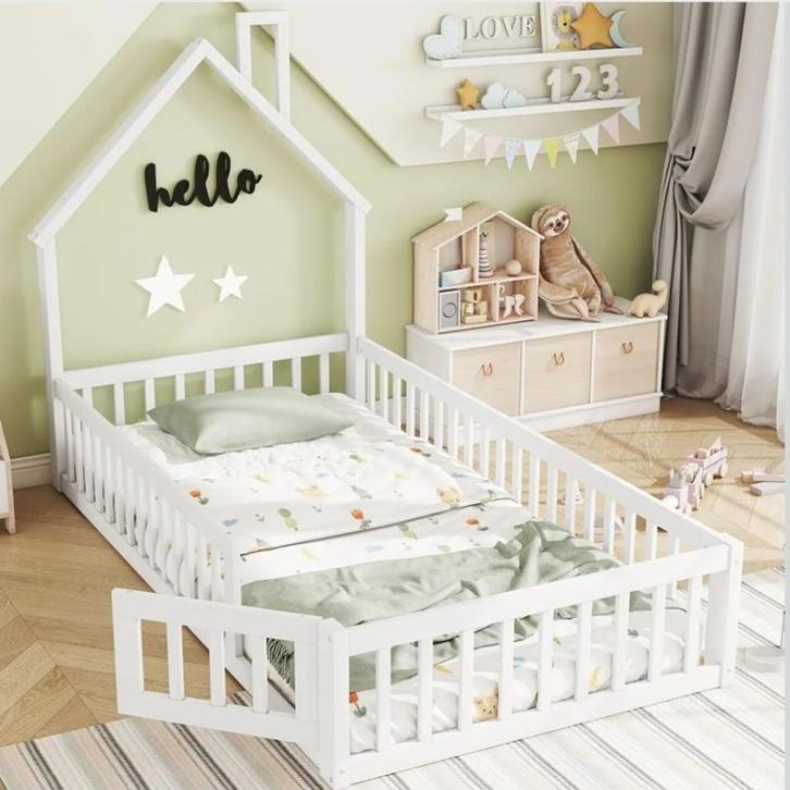 Kinder vloerbedjes met huisje 90x200, Kinderen en Baby's, Kinderkamer | Bedden, Zo goed als nieuw, 180 cm of meer, 85 tot 100 cm