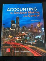 Accounting for decision making and control ninth edition, Boeken, Ophalen of Verzenden, Beta, Zo goed als nieuw, WO