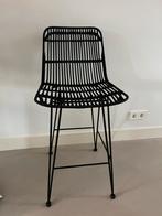 3x barkruk (keuken) bamboe zwart counterhoogte, Huis en Inrichting, Barkrukken, Ophalen, Gebruikt, Met voetsteun, 60 tot 90 cm