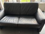 BANK  LEDER 2 ZITS zwart 2x i.z.g.s luxe leder, Ophalen, Gebruikt, 150 tot 200 cm, Tweepersoons