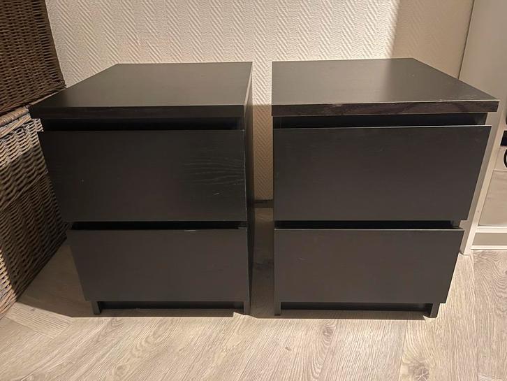 Ikea Malm ladekastjes - set van 2, Huis en Inrichting, Slaapkamer | Nachtkastjes, Gebruikt, 55 tot 70 cm, Minder dan 45 cm, Hout