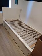 Ikea Malm 1 persoonsbed wit 90 x 200 incl verstelbare bodem., Ophalen, 90 cm, Eenpersoons, Wit