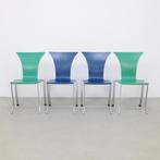 Postmoderne Eetkamerstoelen 4 KFF, 1990s (setprijs), Huis en Inrichting, Ophalen, Postmodern, Vintage, Gebruikt, Blauw