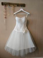Ivoor trouwjurk knielengte, Ophalen of Verzenden, Zo goed als nieuw, Wit, Trouwjurk