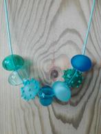 ketting met handgemaakte holle lampwork glaskralen, Verzenden, Nieuw, Blauw, Overige materialen