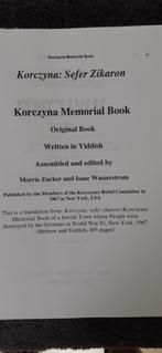 Sefer Zikaron Korczyna Memorial Book, Boeken, Oorlog en Militair, Ophalen, Tweede Wereldoorlog, Nieuw, Algemeen