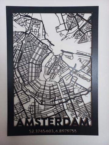 Amsterdam kaart - City Web Wanddecoratie beschikbaar voor biedingen