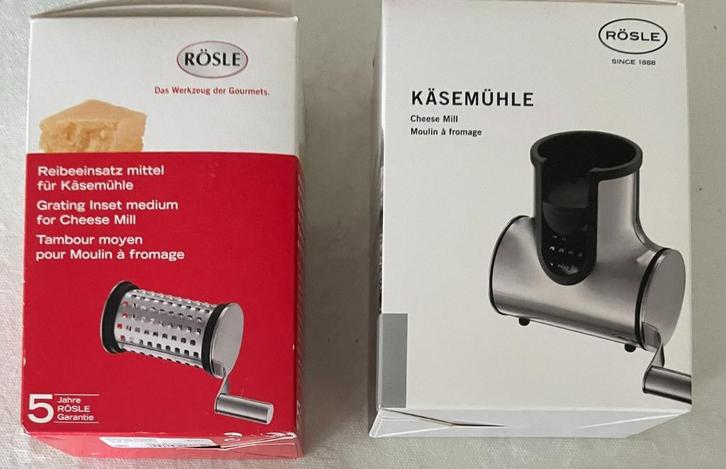 Kaasrasp Molen - Rösle met Inzet middel voor kaasrasp molen, Huis en Inrichting, Keuken | Keukenbenodigdheden, Nieuw, Ophalen of Verzenden