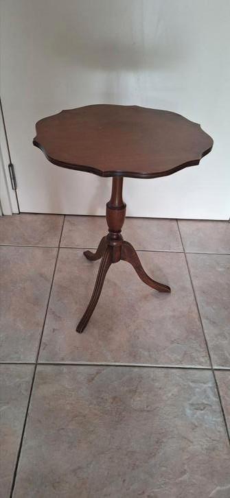Leuk houten vintage barok bijzettafeltje tafel bijzet, Huis en Inrichting, Tafels | Bijzettafels, Gebruikt, Rond, 45 tot 60 cm