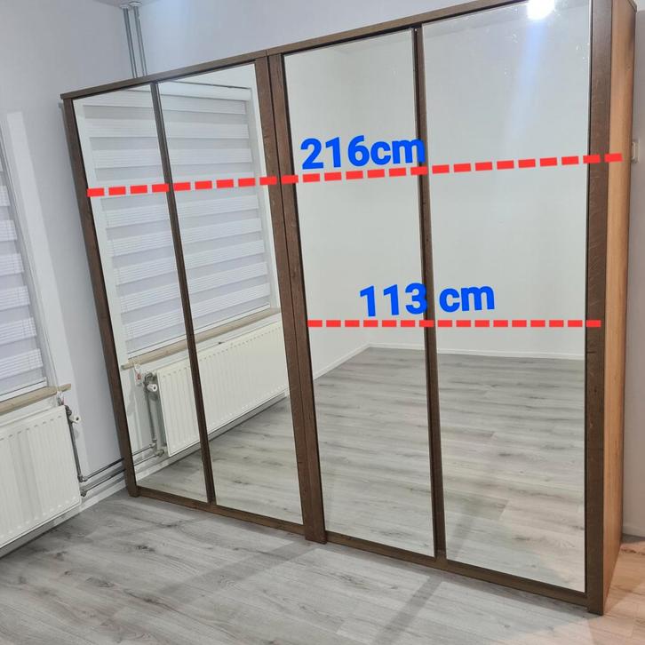 Kledingkast 113 cm met spiegeldeuren, Huis en Inrichting, Kasten | Kledingkasten, Zo goed als nieuw, 150 tot 200 cm, 150 tot 200 cm