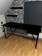 Zwart bureau - hout & staal - gebruikt, Huis en Inrichting, Bureaus, Ophalen of Verzenden, Gebruikt, Bureau