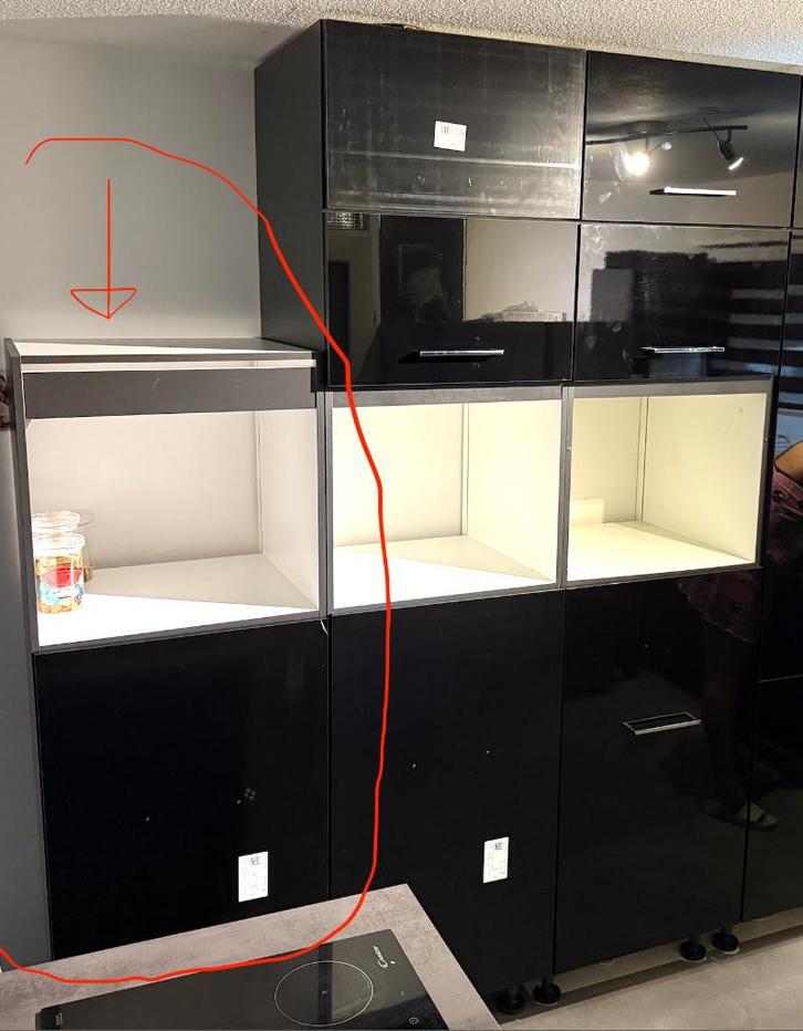 Hoogglans zwarte magnetron/oven kast, Huis en Inrichting, Keuken | Complete keukens, Nieuw, Overige typen, Zwart, Hoogglans of Gelakt