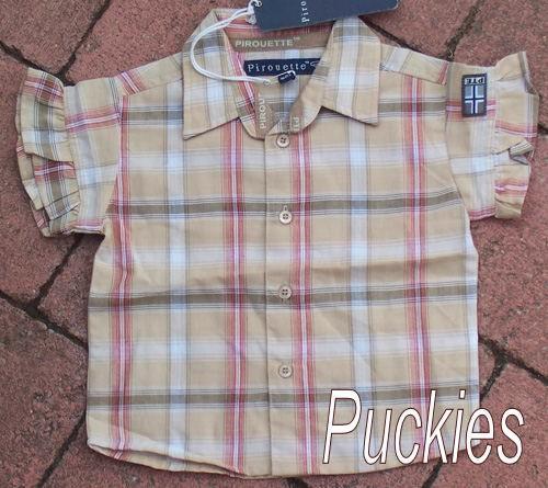 Maat 74 / 12M * Geruit Pirouette bloesje *NIEUW* (6991), Kinderen en Baby's, Babykleding | Maat 74, Nieuw, Meisje, Overhemdje of Bloesje