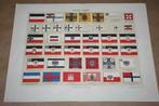 Antieke kleurenlitho - Vlaggen van Duitsland (heraldiek etc), Antiek en Kunst, Kunst | Litho's en Zeefdrukken, Ophalen of Verzenden