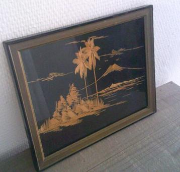 Vintage stro art in lijstje jaren 70 beschikbaar voor biedingen