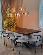 4 bouclé eetkamerstoelen Bolzano Off-White, Huis en Inrichting, Stoelen, Ophalen, Gebruikt, Wit, Metaal