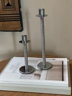 Set Chromen Postmoderne Kandelaars Spiraal Modernist decor, Gebruikt, Overige kleuren, 25 tot 50 cm, Ophalen of Verzenden