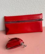 Vintage rode leren etui  jaren '70, Antiek en Kunst, Ophalen of Verzenden