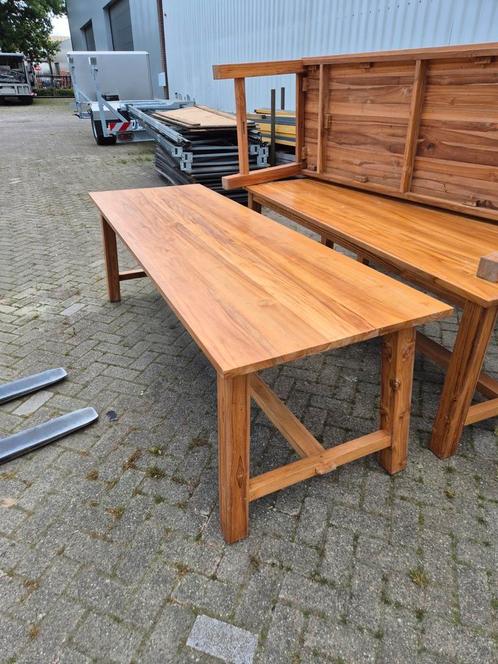 Buiten tafels eiken en  hardhouten, Tuin en Terras, Tuintafels, Zo goed als nieuw, Rechthoekig, Hout, Ophalen