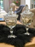 2x gember deksel coupés met amandel slijpsel, Antiek en Kunst, Antiek | Glas en Kristal, Ophalen