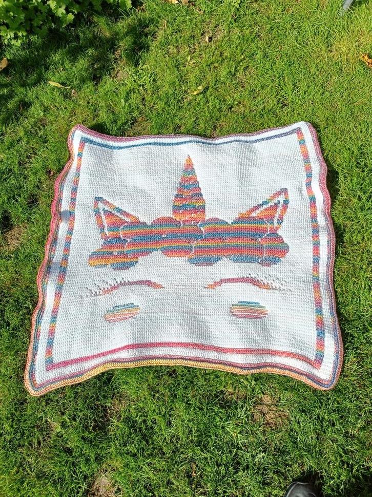 Gehaakte unicorn deken, Huis en Inrichting, Woonaccessoires | Plaids en Woondekens, Nieuw, Ophalen of Verzenden