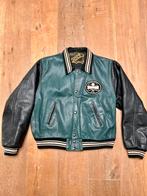 Vintage Clothing Choice Leer Teddy Bomberjack Groen/Zwart L, Groen, Maat 52/54 (L), Gedragen, Ophalen of Verzenden