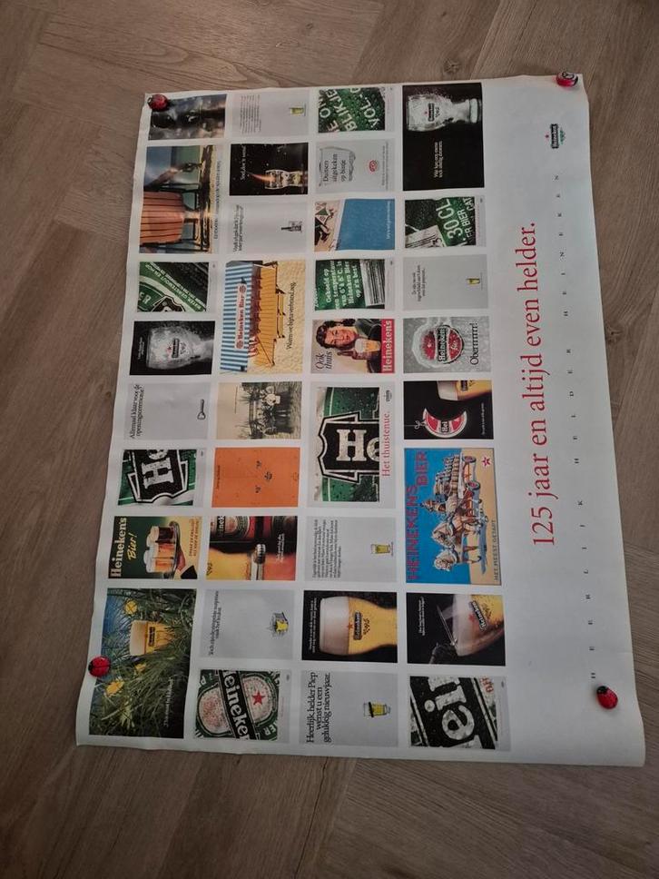 Heineken poster, Verzamelen, Biermerken, Zo goed als nieuw, Reclamebord, Plaat of Schild, Heineken, Ophalen of Verzenden