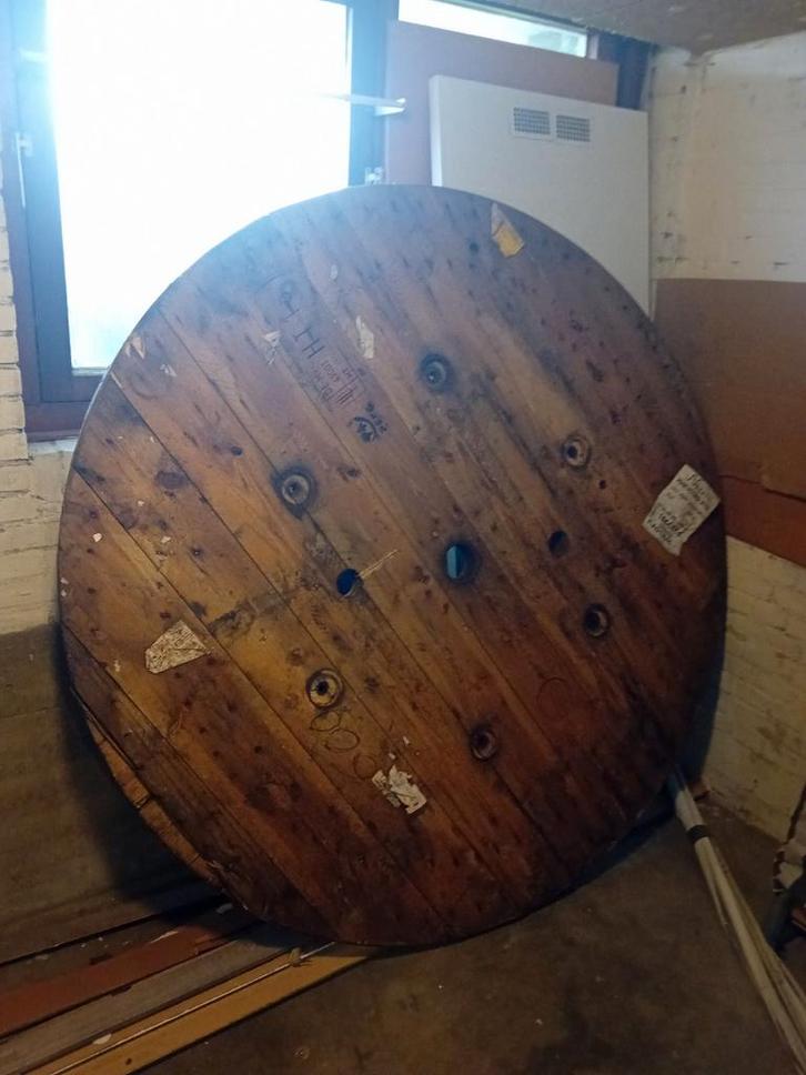 Rond Blad hout kabelhaspel - 1.80m, Tuin en Terras, Tuintafels, Ophalen of Verzenden