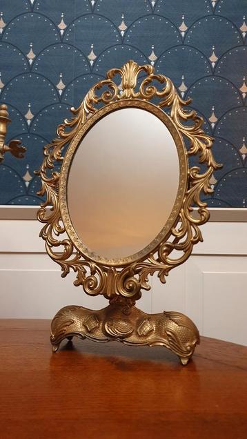 Prachtige antieke kaptafel spiegel messing brons beschikbaar voor biedingen