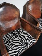 2 Lederen rookstoelen voor bibliotheek of kantoor., Antiek en Kunst, Ophalen