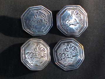 4 Ruiterknopen antiek zilver Meppel 1850. 2022 beschikbaar voor biedingen