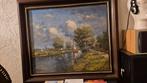 W kloos landschap schilderij  gesigneerd 75 x 65 cm, Antiek en Kunst, Ophalen of Verzenden