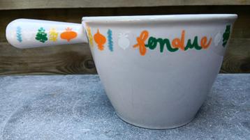 LE CREUSET fondue saus jus curry pan tekst 'fondue' (G278) beschikbaar voor biedingen
