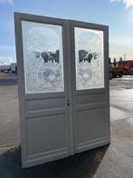 Set openslaande deuren met geëts glas pauwen 214x157cm., Ophalen