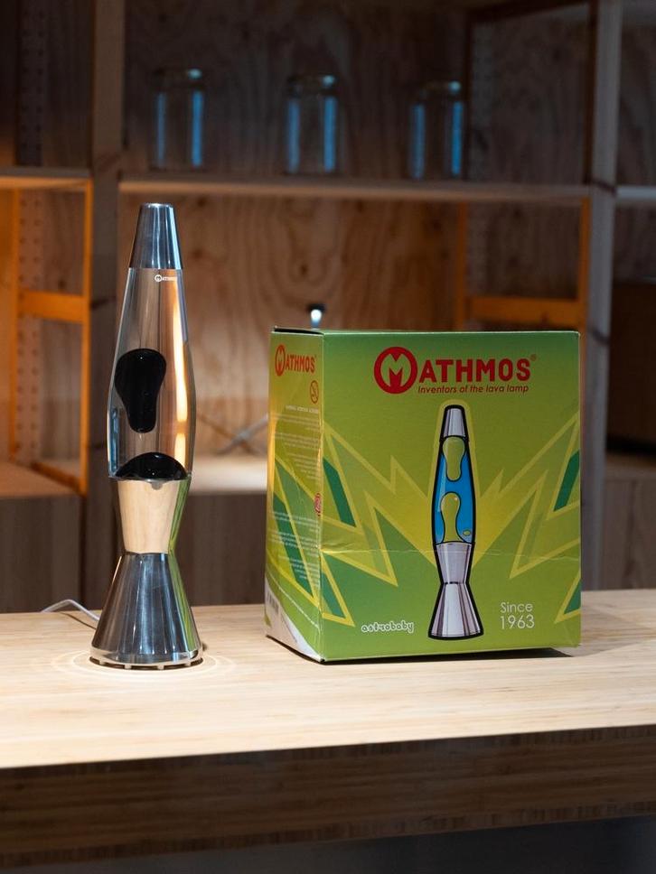 Mathmos Astro Baby - Helder met Donker Paarse lava, Huis en Inrichting, Lampen | Hanglampen, Minder dan 50 cm, Ophalen of Verzenden