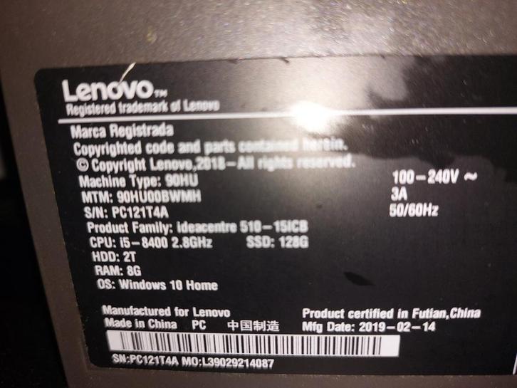 Lenovo IdeaCentre 510-15ICB - i5, 8GB RAM, 1.1TB Opslag, Computers en Software, Desktop Pc's, Zo goed als nieuw, 3 tot 4 Ghz, HDD